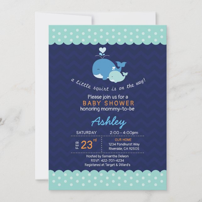 whale baby shower invitation (Front)