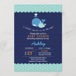 whale baby shower invitation