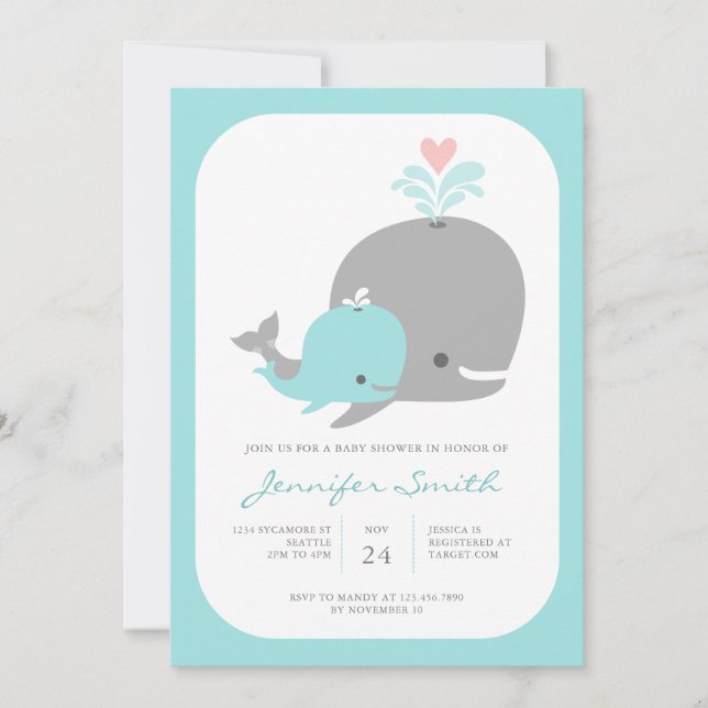 Whale Baby Shower Invitation (Front)