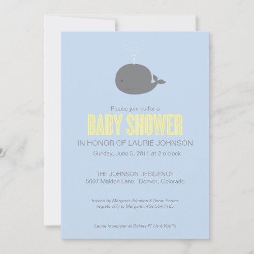 Whale Baby Shower Invitation