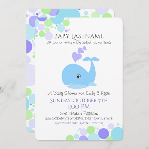 Whale Baby Shower Invitation