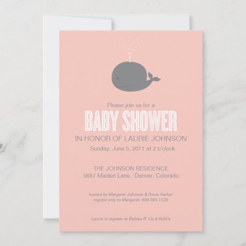 Whale Baby Shower Invitation