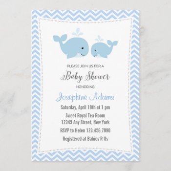 Whale Baby Shower Invitation Blue by melanileestyle at Zazzle