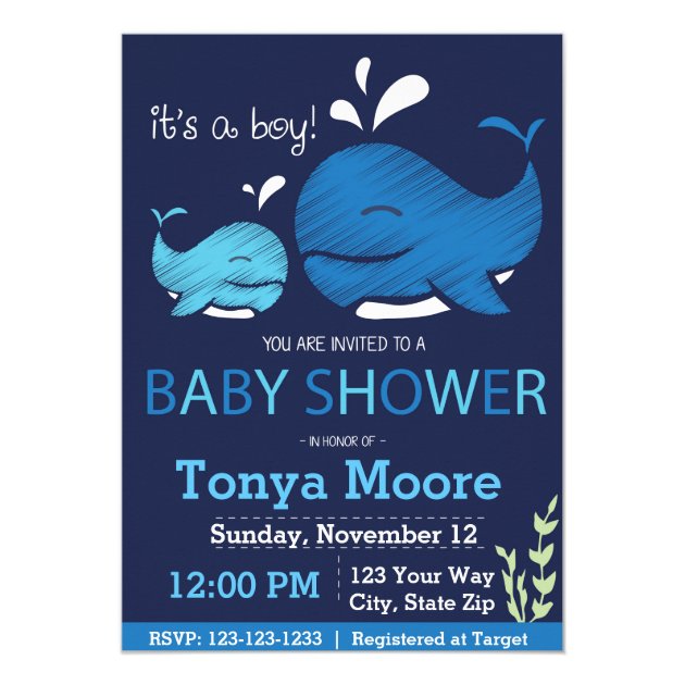 Whale Baby Shower Invitation (boy)