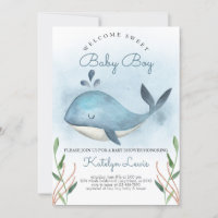 Whale Baby Shower Invitation for Baby Boy