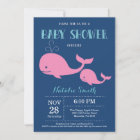 Whale Baby Shower Invitation Navy Blue.Nautical