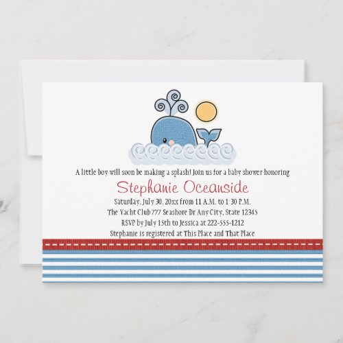 Whale Baby Shower Invitations