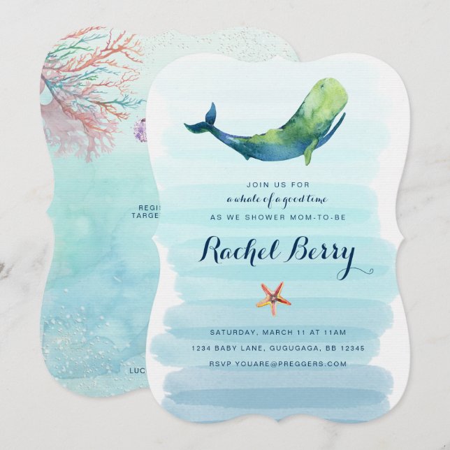 Whale Baby Shower Invite (Front/Back)