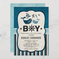 Whale Baby Shower Invite Ahoy It's a Boy Nautical