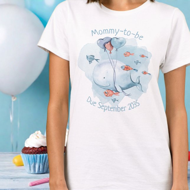 Whale Baby Shower Mommy To Be Custom Due Date T-Shirt (Whale Baby Shower Mommy To Be Custom Due Date T-Shirt
)