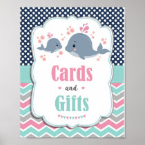 Whale Baby Shower Nautical Cards and Gifts Sign