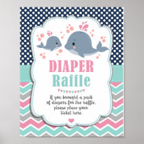 Whale Baby Shower Nautical Diaper Raffle Sign
