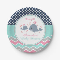 Whale Baby Shower Paper Plate Girl Chevron Polka