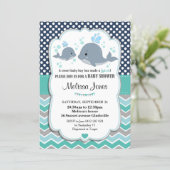 Whale Baby Shower Personalized Invitation Baby Boy (Standing Front)