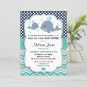 Whale Baby Shower Personalized Invitation Baby Boy (Standing Front)