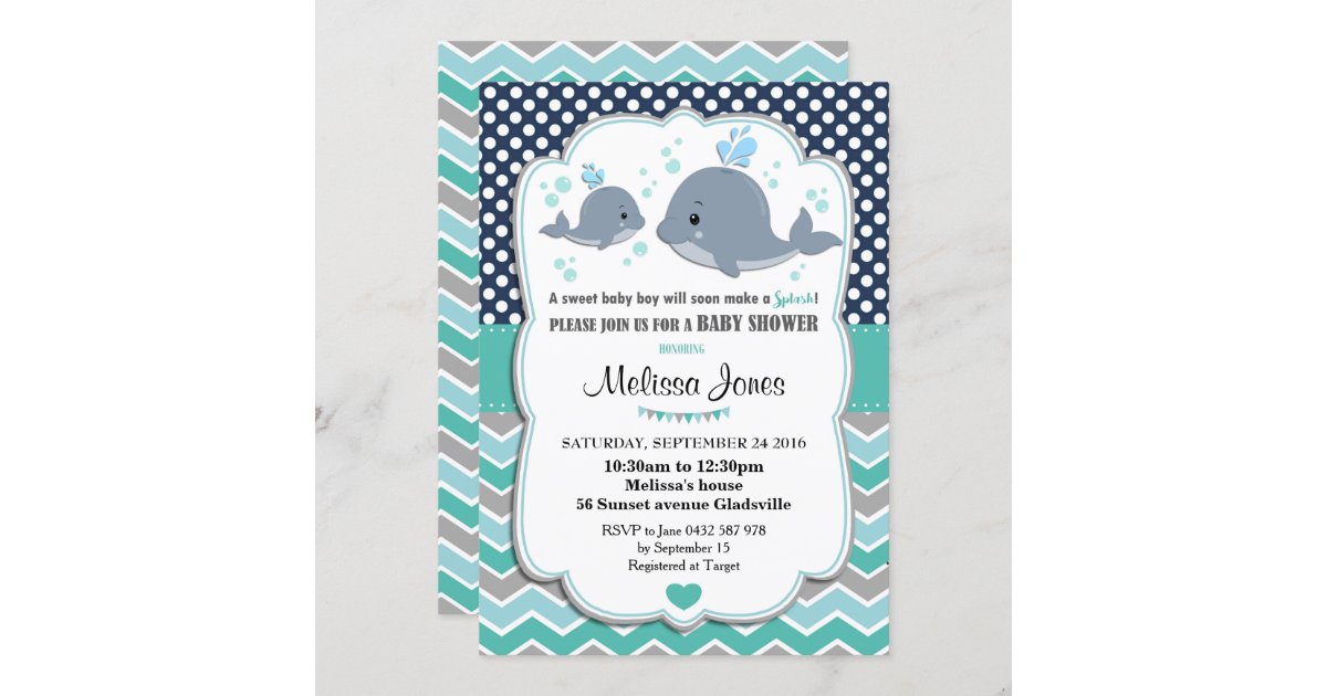 Editable Baby Shower Invitation Nautical Whale Baby Shower Invite Its -  Design My Party Studio