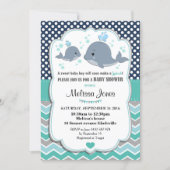 Whale Baby Shower Personalized Invitation Baby Boy (Front)