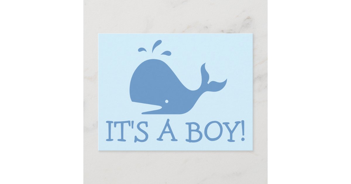 Whale baby shower postcards It's a boy! Zazzle