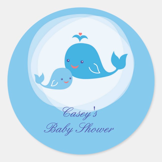 Whale Baby Shower Sticker (Front)