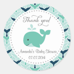 Whale Baby Shower Thank You Stickers