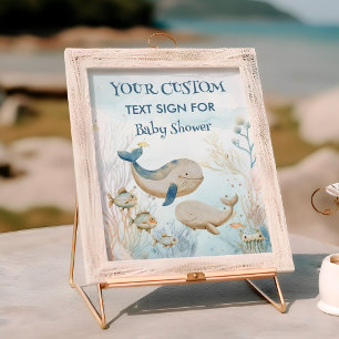 Whale Baby Shower Under the Sea Custom Text Sign