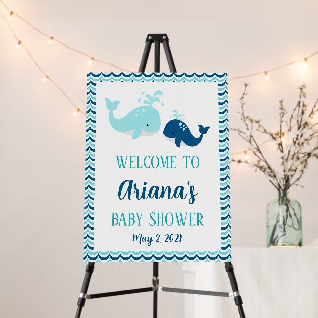 Whale Baby Shower Welcome Sign (In Situ (Stand))