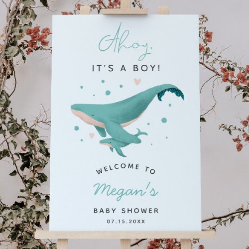 Whale Baby Shower Welcome Sign