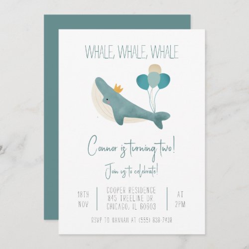 Whale Birthday Invitation