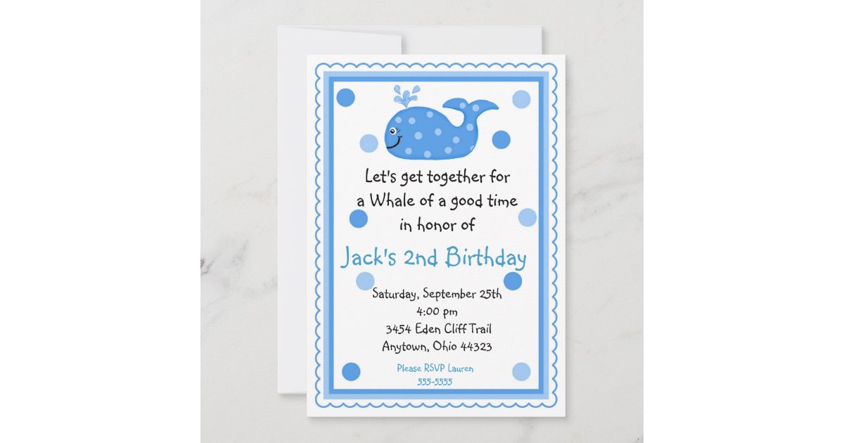 Whale Birthday Invitations Zazzle