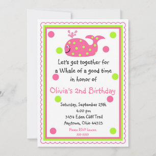 Whale Birthday Invitations