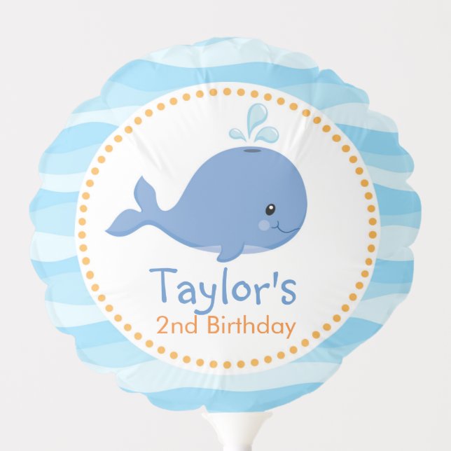 Whale Birthday Party Balloon - Personalized (Front)