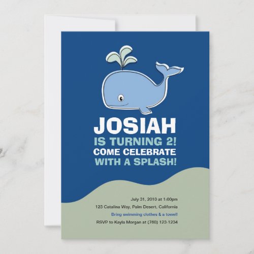 Whale Birthday Party Personalized Invites