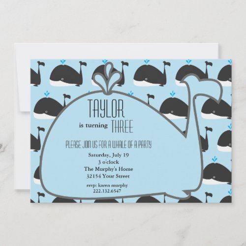 Whale Birthday Party Invitation