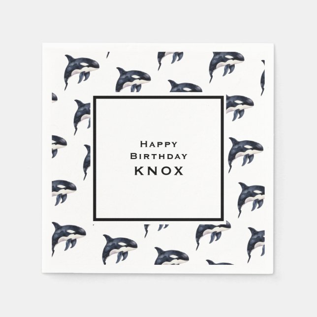 Whale Birthday Party Napkins (Front)