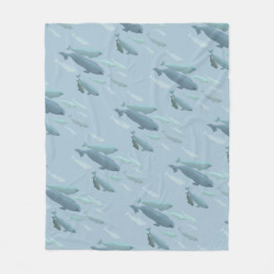 Whale Blanket Beluga Whale Art Fleece Blankets