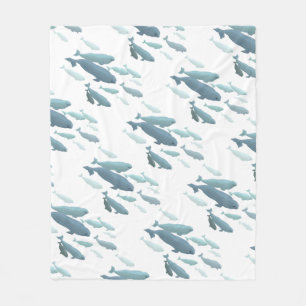 Whale Blanket Beluga Whale Art Fleece Blankets