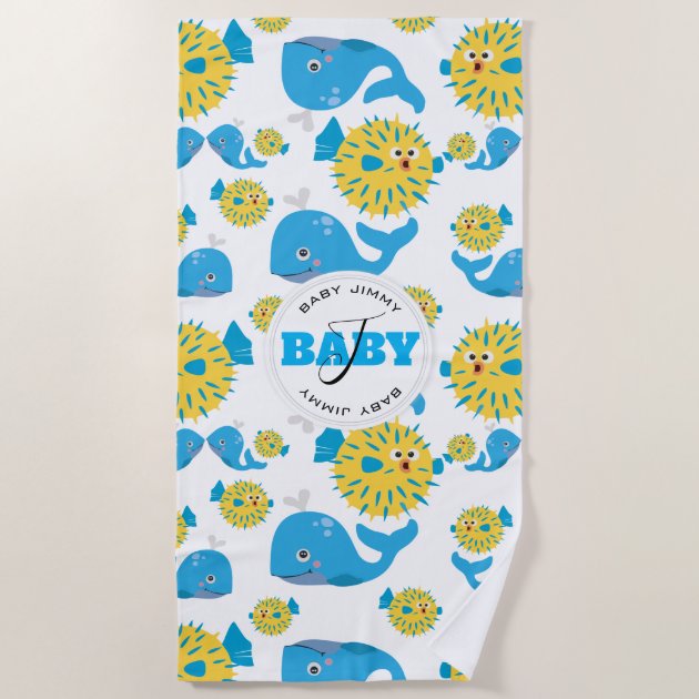 monogrammed baby beach towel