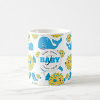 Whale & Blowfish Cartoon Baby Monogram Pattern Coffee Mug