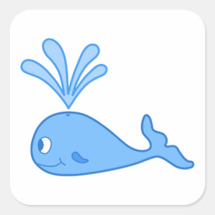 Whale, Blue. Square Sticker