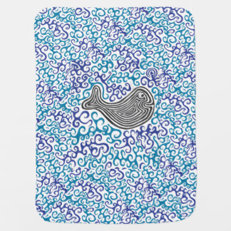 Whale Blue Swirls Sea Baby Blanket