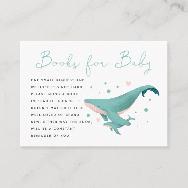 Whale Boy Baby Shower Books for Baby Enclosure Card (Front)