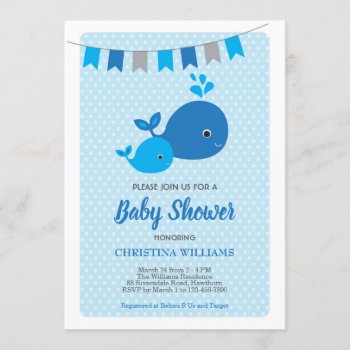 Whale Boy Baby Shower Invitation by ApplePaperie at Zazzle