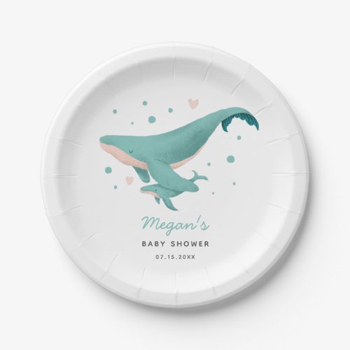 Whale Boy Baby Shower Paper Plates