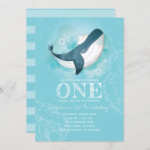 Whale Boy Birthday Invitation