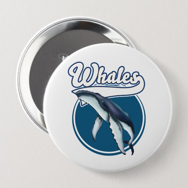 Whale cartoon logo button (Front & Back)