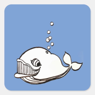 Whale cartoon square sticker