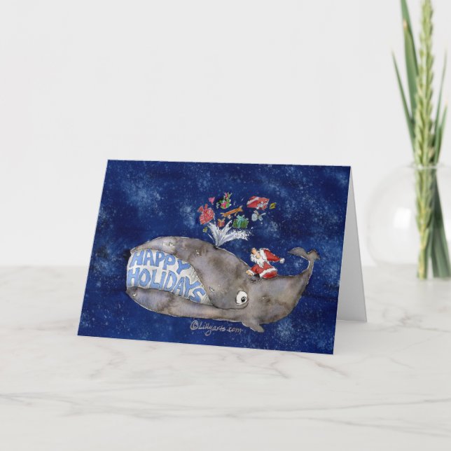 Whale Christmas Happy Holidays Card (Front)