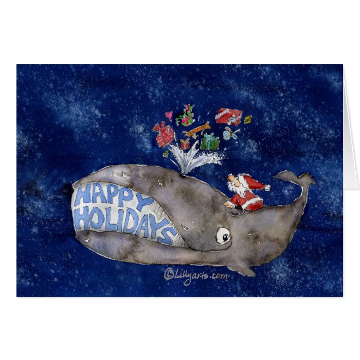 Whale Christmas Happy Holidays Card