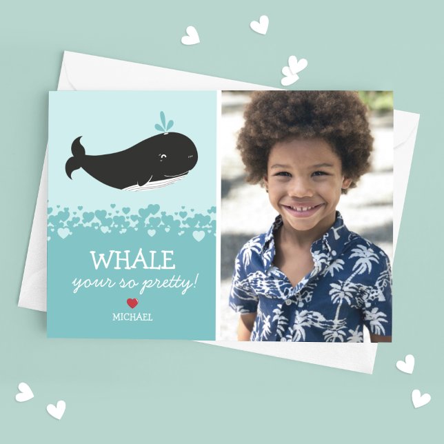 Whale Classroom Photo Valentine Holiday Card (Creator Uploaded)