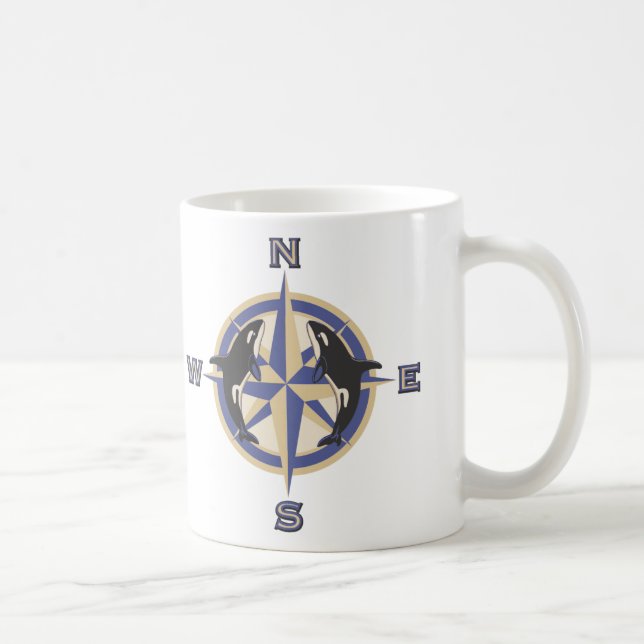 Whale Compass Rose Coffee Mug (Right)